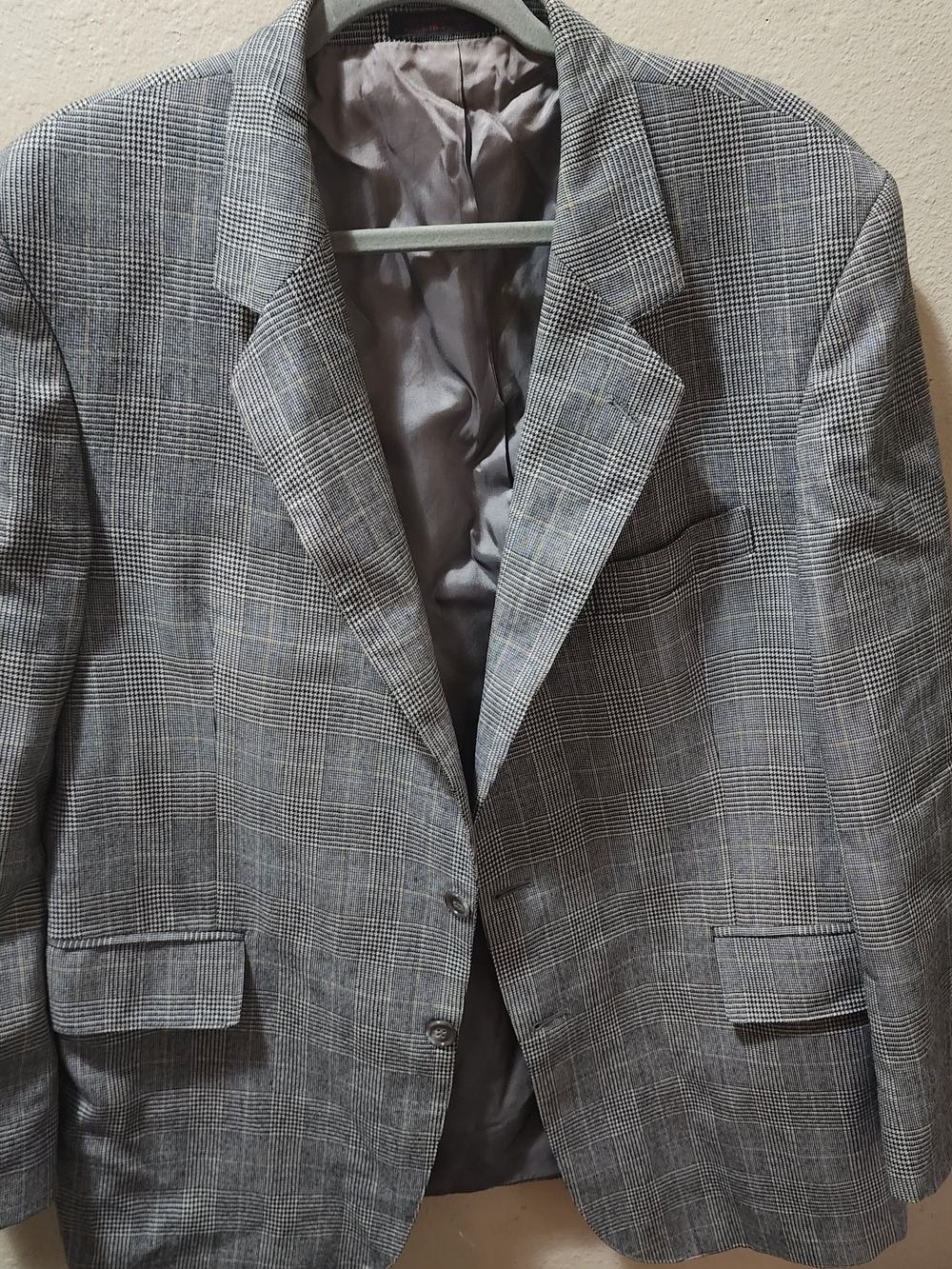 Men's Gray Glen Plaid Sport Coat - Classic Tailored Blazer Size 42R